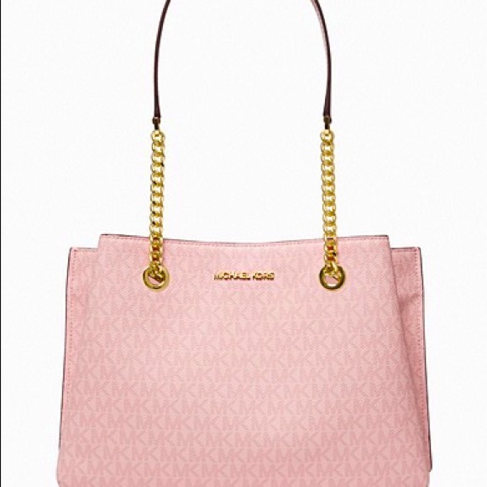MICHAEL Michael Kors Teagan Large Logo Shoulder Bag. Color dark powder blush.